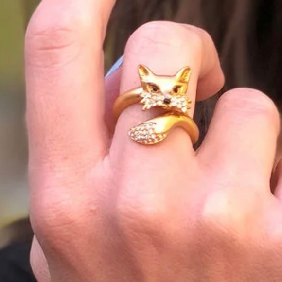 Kate Spade New York So Foxy Fox Head Ring ~ Pave Rhinestone Open Wrap Ring - Picture 4 of 13